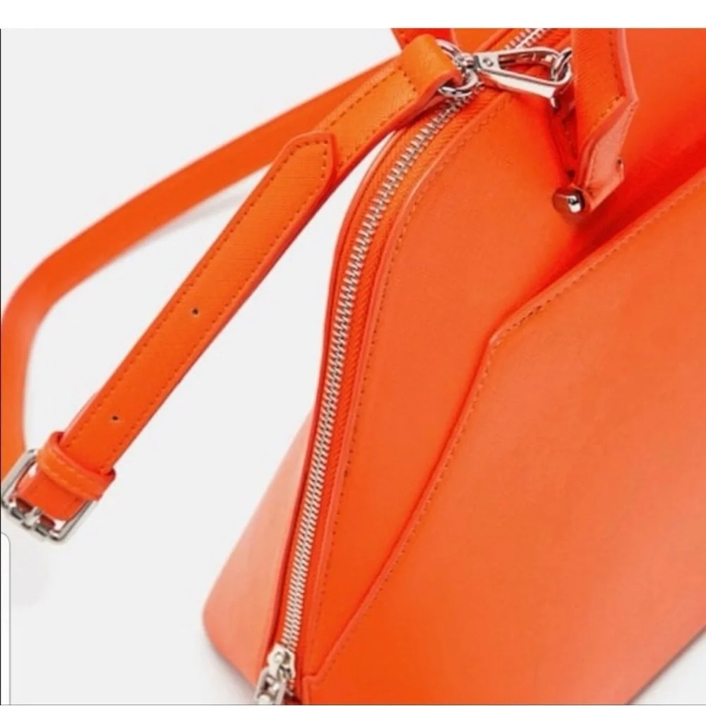 Zara Orange Monochrome City Satchel Bag